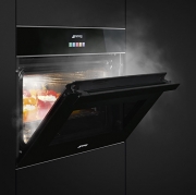 SMEG SF4604VCNX1, Kompakt-Dampfbackofen, schwarz, Profilleisten Edelstahl, EEK: A+, mit 5 Jahren Garantie!