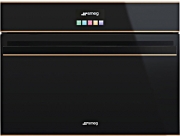 SMEG SF4604MCNR, Einbau-Kompakt-Mikrowellenbackofen, schwarz, Profilleisten Kupfer, mit 5 Jahren Garantie!