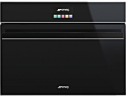 SMEG SF4604MCNX, Einbau-Kompakt-Mikrowellenbackofen, schwarz, Profilleisten Edelstahl, mit 5 Jahren Garantie!