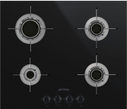 SMEG PVL664CN Gas-Glaskeramikkochfeld, Schwarz, C-Schliff, 60cm, mit 5 Jahren Garantie!