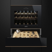 SMEG CVI618NRS Weinkhler, Schwarz, Profilleisten Kupfer, 45 cm, EEK: A+, mit 5 Jahren Garantie!
