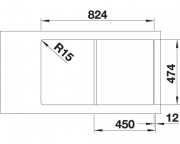 Blanco Idento 45 S Keramik PuraPlus, Farbe kristallweiss gl�nzend, InFino Ablauf, 522115