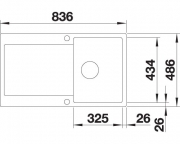 Blanco Idento 45 S-F Keramik PuraPlus, Farbe schwarz, InFino Ablauf, 522269