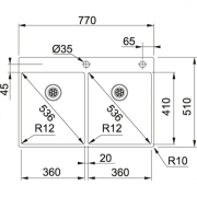 Franke Box BXX 220-36-36 A Slimtop, Drehknopfventil 127.0476.702