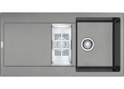 Franke Maris MRG 651 Fragranit+, Einbausple, Druckknopfventil, Farbe Steingrau, 114.0477.260