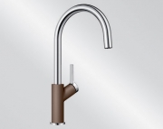 Blanco Carena Armatur, Silgranit-Look zweifarbig, Hochdruck Festauslauf, Farbe muskat/chrom, 521712