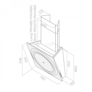 Elica Loop WH/F/75 Wandhaube Cristalplant weiss und Glas, PRF0120963