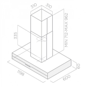 Elica Meteorite Island IX/A/120x60 Inselhaube Edelstahl und schwarzes Glas, PRF0120971A. Mit 5 Jahren Garantie!