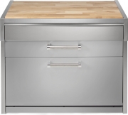 Steel Genesi 120, Arbeitsplatte mit Holzbrett, 120 cm, Farbe Edelstahl, G12C-PCSS, mit 5 Jahren Garantie!