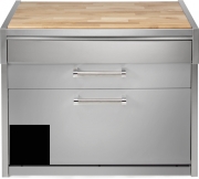 Steel Genesi 120, Arbeitsplatte mit Holzbrett, 120 cm, Farbe Schwarz, G12C-PCBA, mit 5 Jahren Garantie!