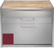 Steel Genesi 120, Arbeitsplatte mit Holzbrett, 120 cm, Farbe Bordeauxrot, G12C-PCBR, mit 5 Jahren Garantie!