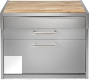 Steel Genesi 120, Arbeitsplatte mit Holzbrett, 120 cm, Farbe Nuvola, G12C-PCNA, mit 5 Jahren Garantie!