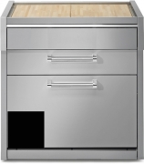 Steel Genesi 90, Arbeitsplatte mit Holzbrett, 90 cm, Farbe Schwarz, G9C-PCBA, mit 5 Jahren Garantie!