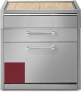 Steel Genesi 90, Arbeitsplatte mit Holzbrett, 90 cm, Farbe Bordeauxrot, G9C-PCBR, mit 5 Jahren Garantie!