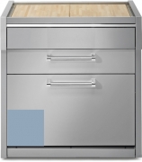 Steel Genesi 90, Arbeitsplatte mit Holzbrett, 90 cm, Farbe Celeste, G9C-PCCE, mit 5 Jahren Garantie!