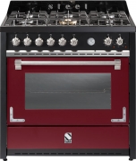 Steel Oxford 90, Rangecooker, 90 cm, Multifunktionsbackofen, Farbe Bordeauxrot, X9F-6BR, mit 5 Jahren Garantie!