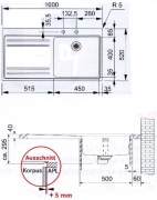 Franke Mythos MTX 211, SlimTop Becken, MIT INTEGRAL-ABLAUF, Becken links