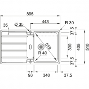 Franke Hydros HDX 684 Einbausple, Druckknopfventil, 101.0303.641