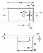Einzelstck Villeroy & Boch Metric Art 60, Farbe KR Crema, Classicline, Handbettigung und serienmige Vorbohrung