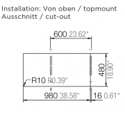 Einzelstck Schock Horizont D-150 A Einbau/Auflage, INKL. GLASSCHNEIDBRETT UND RESTESCHALE, Silverstone, serienmige Vorbohrung