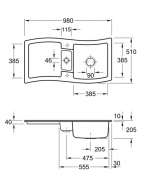 Villeroy & Boch NewWave 60, Farbe SM Steam, Classicline