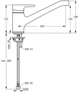 Ideal Standard Active 1, edelstahlfinish, Hochdruck, 5024080