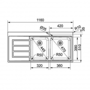 Ausstellungsgert Franke Epos EOX 221, Einbausple, Becken rechts, 127.0175.868