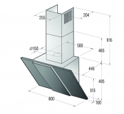 Gorenje DVG 8565 X, Kopffrei-Haube, Glas schwarz/Edelstahl, 80 cm, EEK: C, mit 5 Jahren Garantie!