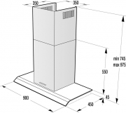 Gorenje WHGC 963 S4X, Kaminhaube, gebogenes Glas, 90 cm, EEK: B, mit 5 Jahren Garantie!