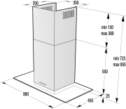 Gorenje WHGS 923 E15X, Kaminhaube, Glas, 90 cm, EEK: C, mit 5 Jahren Garantie!