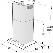Gorenje WHGC 633 E16X, Kaminhaube, gebogenes Glas, 60 cm, EEK: C, mit 5 Jahren Garantie!