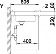 Blanco Modex-M 60, Farbe champagner, InFino Ablauf, 523652
