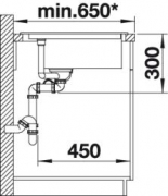 Blanco Delta II Eck-Einbau-Sple Silgranit PuraDur, Farbe alumetallic, InFino Ablauf, 523658