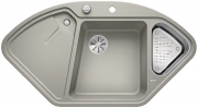Blanco Delta II Eck-Einbau-Sple Silgranit PuraDur, Farbe alumetallic, InFino Ablauf, 523658