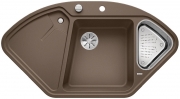Blanco Delta II Eck-Einbau-Sple Silgranit PuraDur, Farbe champagner, InFino Ablauf, 523664