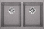 Blanco Subline 350/350-U Silgranit PuraDur 2, Farbe alumetallic, InFino Ablauf, 523576