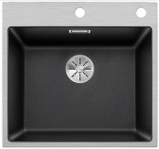 Blanco Subline 500-IF/A SteelFrame Silgranit PuraDur, Edelstahlrahmen, Flachrand, Farbe anthrazit, InFino Ablauf, 524112