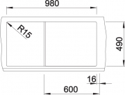 Blanco Zenar XL 6 S Einbausp�le Becken rechts, inkl. Holzschneidbrett, Farbe felsgrau, InFino Ablauf, 523955
