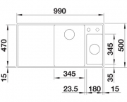 Blanco Axia III 6 S-F Silgranit PuraDur, Farbe felsgrau, Glasschneidbrett, InFino Ablauf, 523490