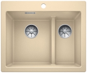 Blanco Pleon 6 Split Silgranit PuraDur, Farbe jasmin, InFino Ablauf, 523701