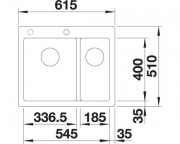 Blanco Pleon 6 Split Silgranit PuraDur, Farbe jasmin, InFino Ablauf, 523701