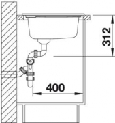 Blanco Axon II 6 S Keramik PuraPlus Einbausple, Becken links, Farbe magnolia glnzend, InFino Ablauf, 524140