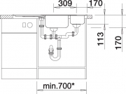 Blanco Delta Keramik PuraPlus, Farbe basalt, InFino Ablauf, 523723