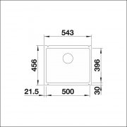 Blanco Subline 500-U Keramik PuraPlus, Farbe kristallweiss glnzend, InFino Ablauf, 523733