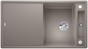 Blanco Axia III 5 S Silgranit PuraDur 2, inkl. Holzschneidbrett, Farbe felsgrau, InFino Ablauf, 523206