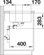 Blanco Ypsilon-U, Edelstahl Brstfinish, Hauptbecken links, InFino Ablauf, 518210
