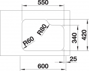Blanco Ypsilon-U, Edelstahl Brstfinish, Hauptbecken rechts, InFino Ablauf, 518209