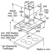Constructa CD959652, Inselesse mit Glasschirm, Edelstahl, 90 cm, EEK: A, mit 5 Jahren Garantie!
