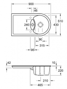 Einzelstck Villeroy & Boch Lagor Pure 50, Farbe I2 Cappuccino, Classicline, Handbettigung, Bohrung 1