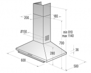 Gorenje DK 63 CLB, Kaminhaube, 60 cm, matt-schwarz, EEK:C, mit 5 Jahren Garantie!